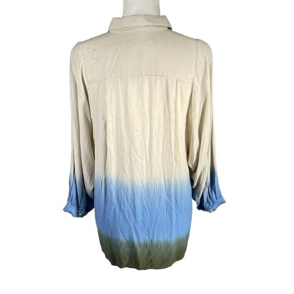 Rachel Comey Cream Green Blue Color Block Oversized Sz Small Long Sleeve Button- - Picture 6 of 12